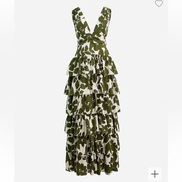 J. Crew Collection plunge-neck tiered dress in leafy floral Size 20 - Picture 11 of 11